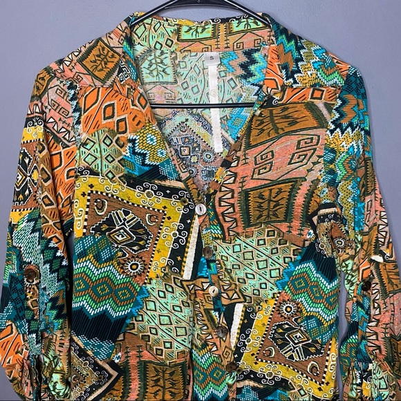 UNCLE FRANK Tunic Top Boho Southwestern Aztec Tribal Print Asymmetrical … - Picture 4 of 10